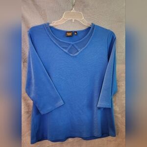 Raffaella Quarter Sleeve Blue Women's Top 2x